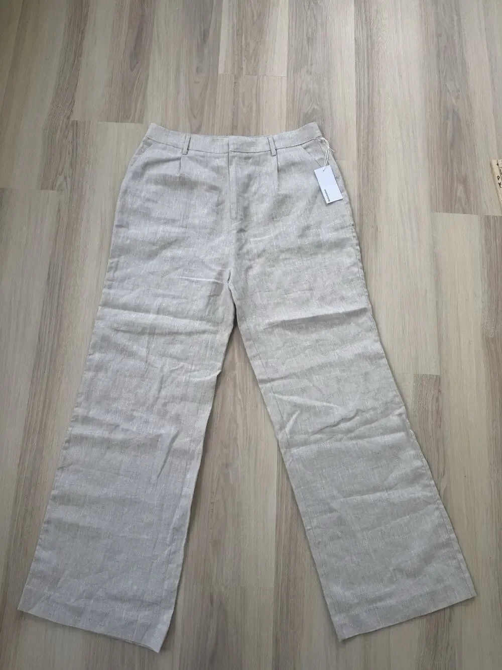 Reformation Alex Linen Mid Rise Pant 100% Linen Oatmeal Women’s Size 12 NWT